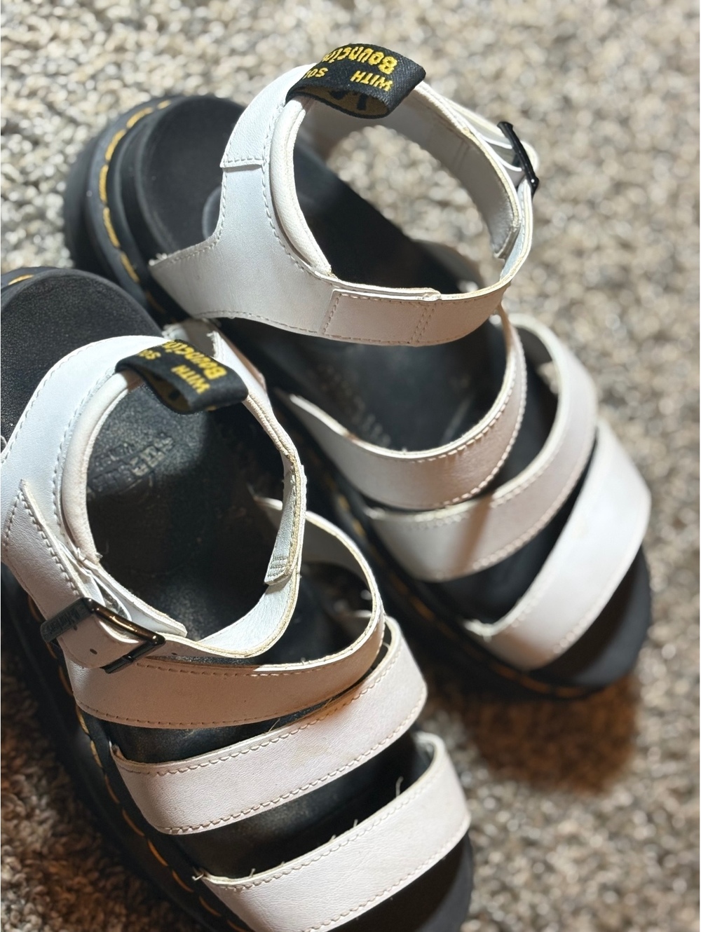 Dr. Martens Blaire White Leather Platform Sandals Size 8 US
